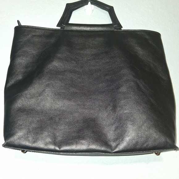 Anna Paola Black Leather Tote Bag - Picture 3 of 7